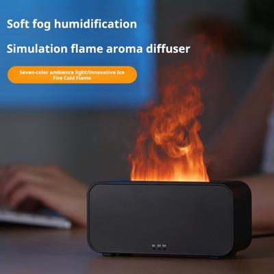 Humidificateur Machine d'aromathérapie à flamme simulée avec réservoir d'eau Lumières ambiantes colorées Huile essentielle