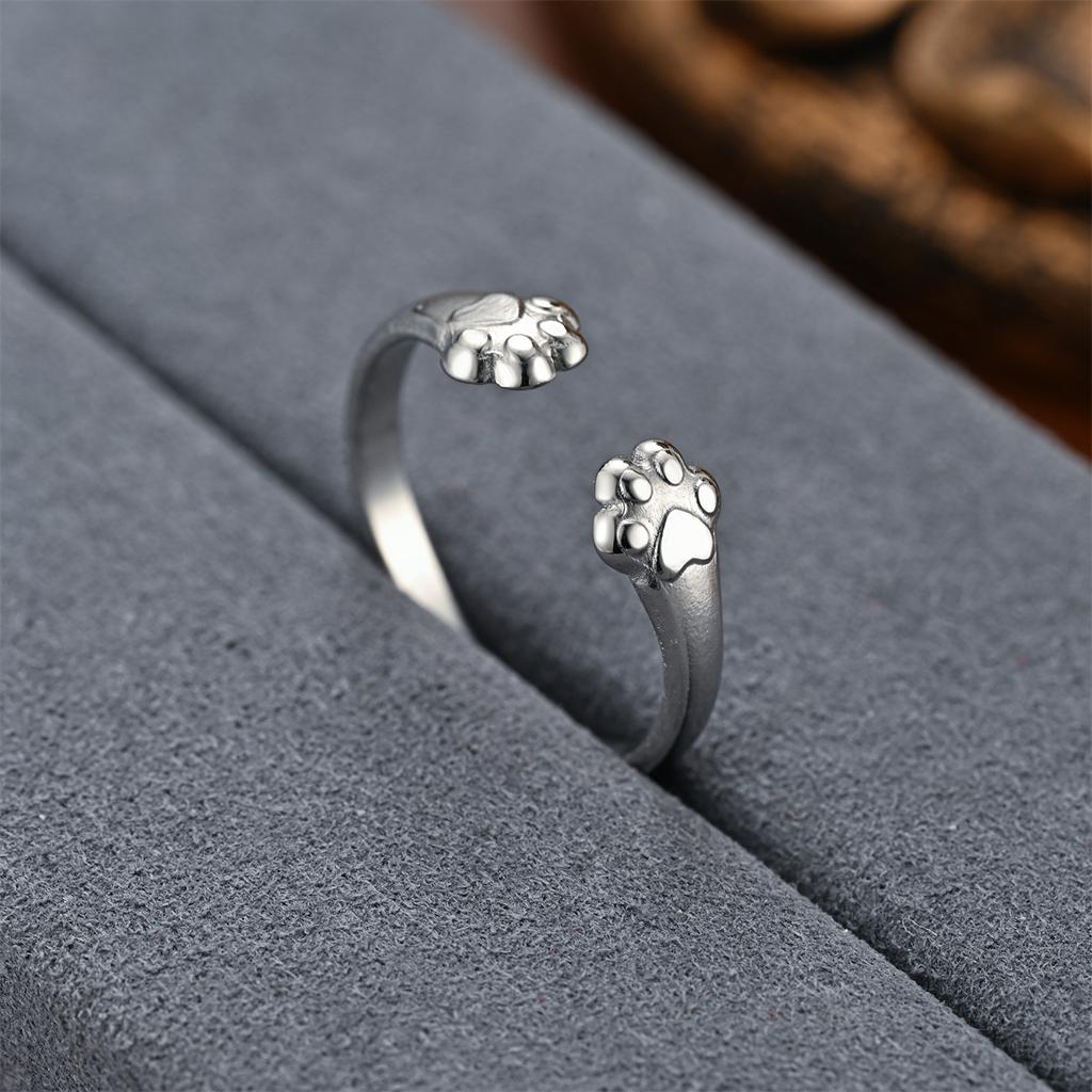 1Pc Stylish Cat Claw Opening Adjustable Cute Titanium Steel Ring