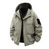 Solid Color Jacket Men's Spring and Autumn Loose Trendy Workwear Outdoor Waterproof Casual Hooded Jacket Jacket