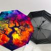 1PC Tree of Life Cosmic Art Pattern Small Travel Automatic Folding Umbrella, Compact Windproof Umbrella, Automatic Open/Close ,Gift-091533