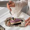 Mirror Face Cake Tray Embossed Jewelry Storage Plate New Dessert Plate  Home Decoration