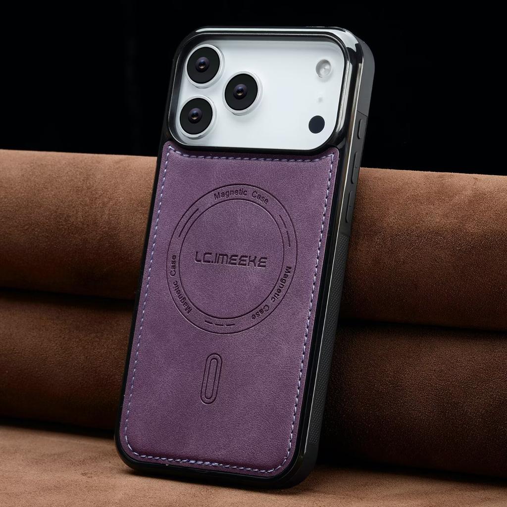 PU Leather Magnetic Phone Case for iPhone 17 16 15 14 13 11 17Pro Pro Max Plus Air 16E Mini MagSafe Wireless Charging Cover