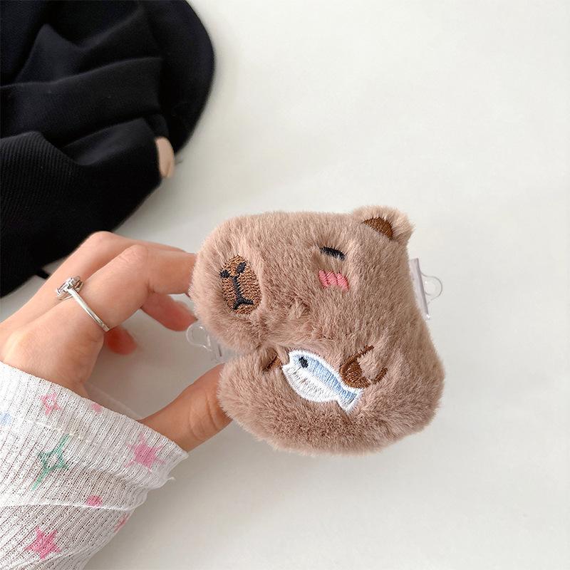 Plush Cartoon Puppy Capybara Mobile Phone Back Clip Women'S Cute Adjustable Retractable Messenger Rope Strap