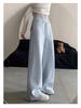 Women's Black High-Waisted Wide-Leg Sweatpants - 2025 Autumn/Winter Casual Slimming Loose Fit