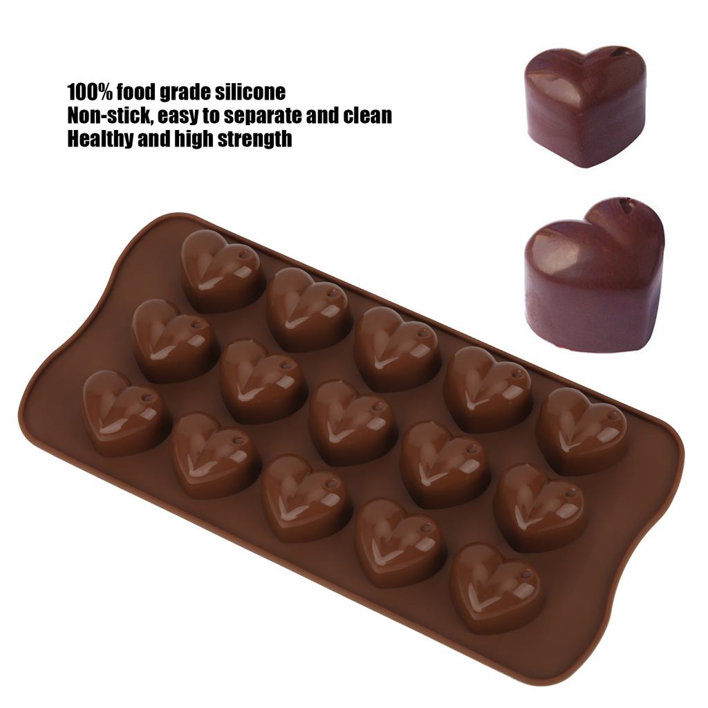 Silikon-Schokoladenform 15 Löcher Herzform Schokoladenherstellungsform Backutensilien