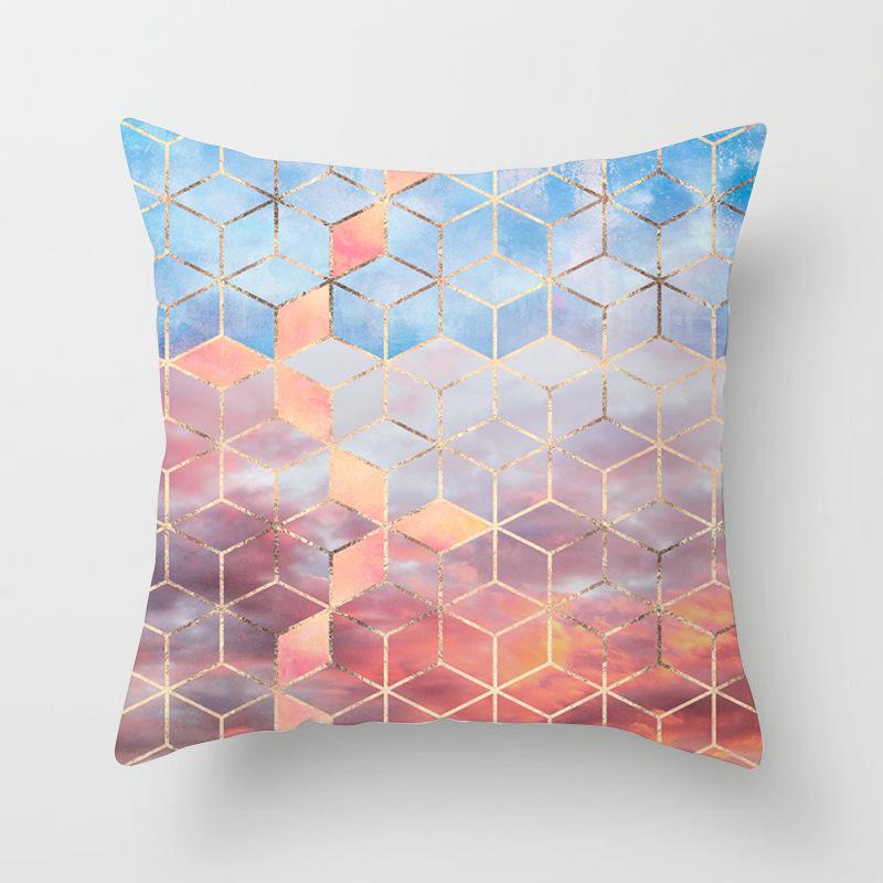 20 New Pink Marble Geometric Pillowcase Marble Velvet Sofa Cushion Cover