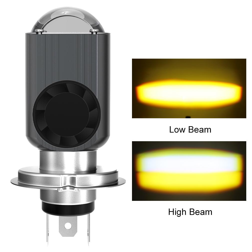 1Pc H4 LED Dual Color Motorcycle Headlight Bulbs BA20D with Fan Hi/Lo Beam 15W 12000LM 12V Fog Lamp Scooter Yellow White 3000K 6000K Motor Accessories