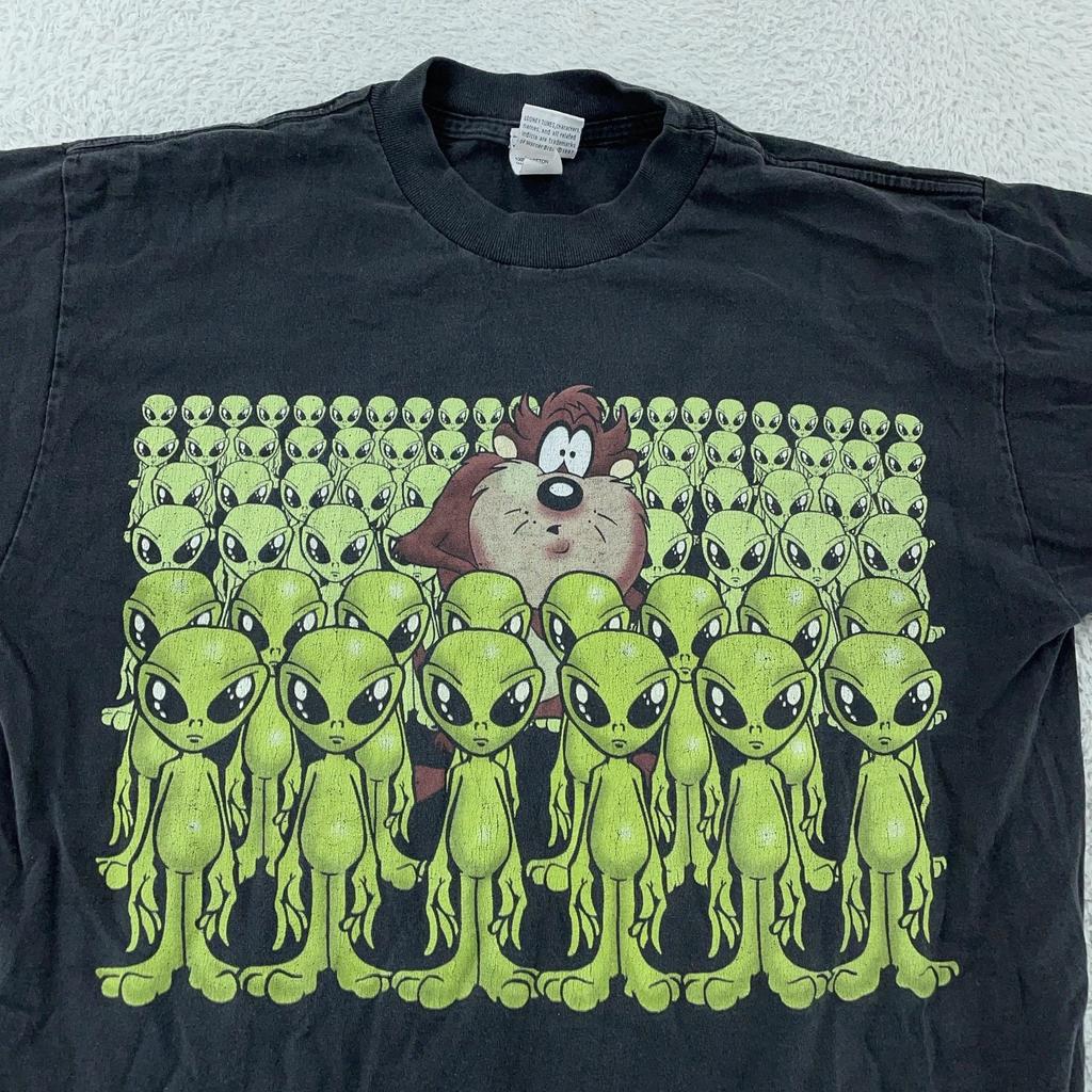 Vintage Looney Tunes Taz Shirt Mens Medium Aliens Cartoon 1997 Warner Bros 90s