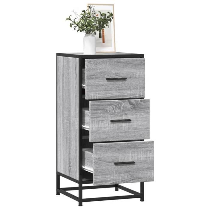VidaXL Buffet Sonoma Grey 35.5x35x76 Cm Engineered Wood and Metal, Storage Furniture, Kitchen Storage Furniture, 848947