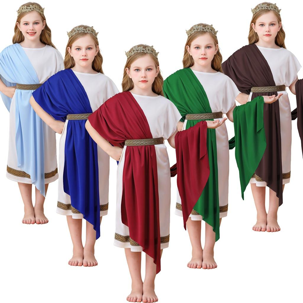Halloween kinderkostuums Griekse mythologie heren- en dameskostuums Rode Romeinse carnavalskostuums Toga's