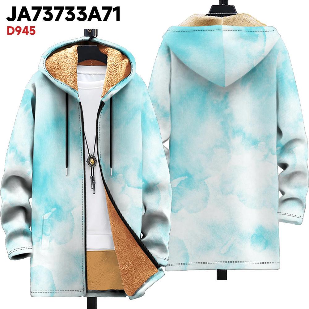 New Jacket Multi-colored Pattern Elements B1 Zipper Hooded Cardigan Thickened Winter Fleece Trendy Padded Clothes