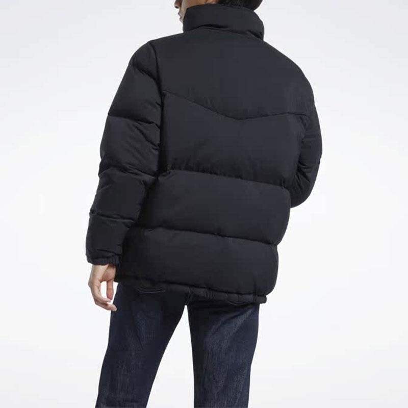 Reebok Jednobarevná bunda se stojáčkem, teplá, na zip, péřová bunda, unisex bundy, černá HS3887