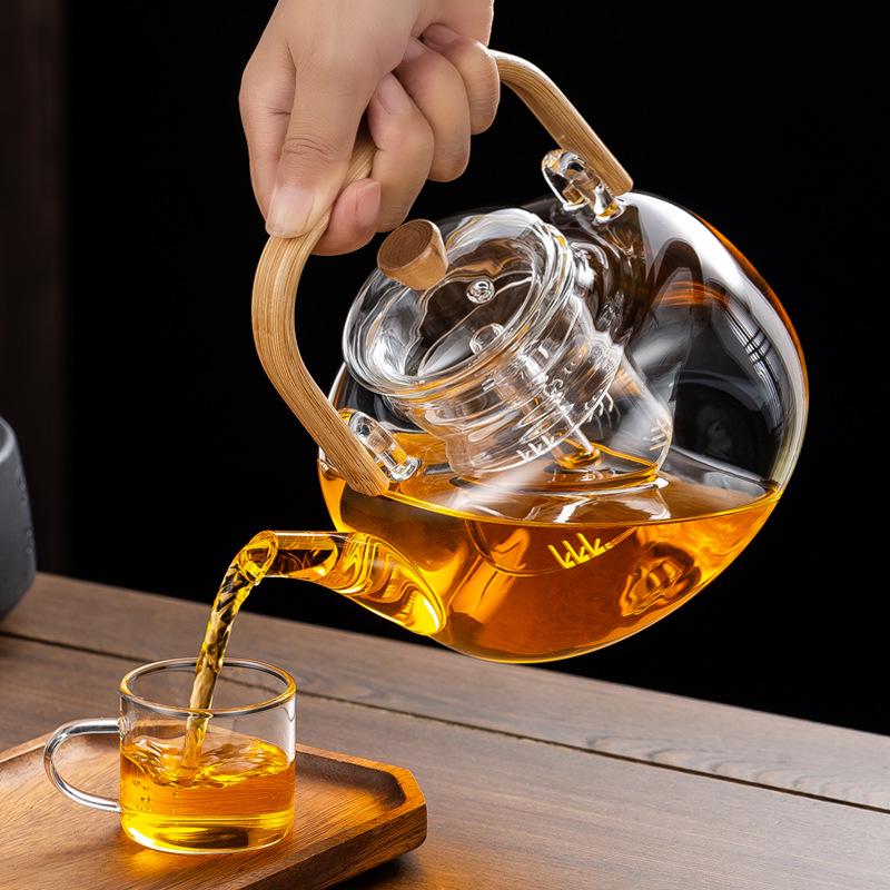 2024 Electric Ceramic Tea Maker and Glass Kettle Set - High Temperature Resistant for Steaming and Boiling, Integrated White Tea Set.