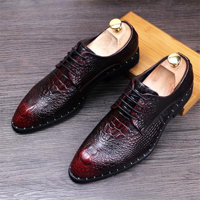 Moda Zapatos de Vestir de Cocodrilo para Hombre Zapatos de Cuero con Cordones Zapatos para Fiesta de Boda para Hombre Oxfords Planos de Oficina para Negocios para Hombre Talla Grande Moda para Hombre