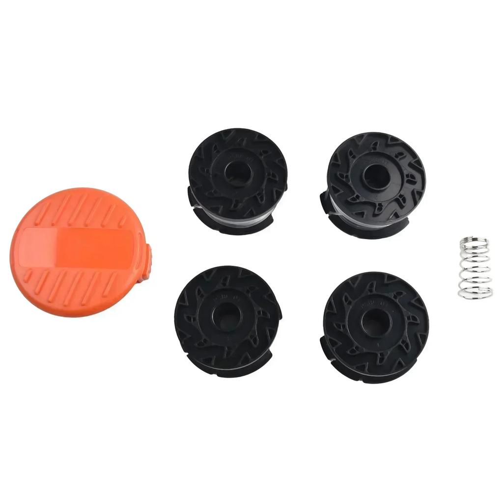 4 Spool Trimmer Replacement with Spring and For Cap for Black and Decker String Trimmer Including GH600 NST2118 and Others