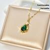 Fashionable and Versatile, Trendy and Popular, High-end Geometric Green Water Drop Stainless Steel Necklace, a Holiday Gift for Boys and Girls