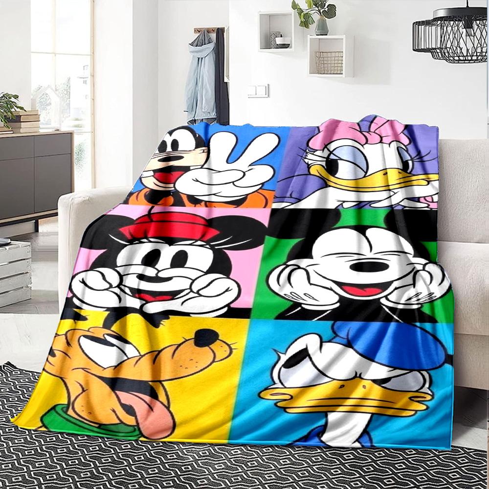 Pop Art Disney Characters Flannel Blanket Super Soft Warm Cozy Blanket For Sofa Bed Office Travel Allseason Home Decor Gift