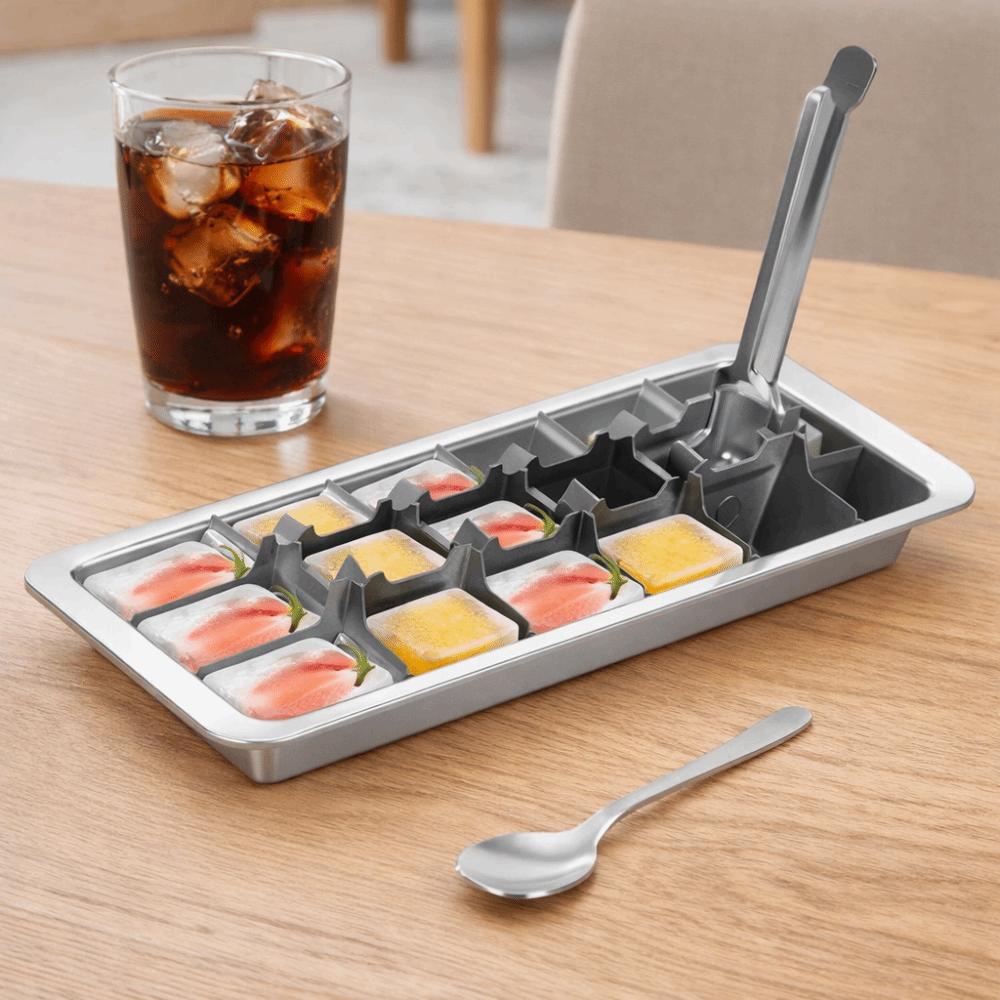 18 Slot Ice Cube Tray Stainless Steel Ice Cube Maker Practical Ice Cubes Mold Drinking