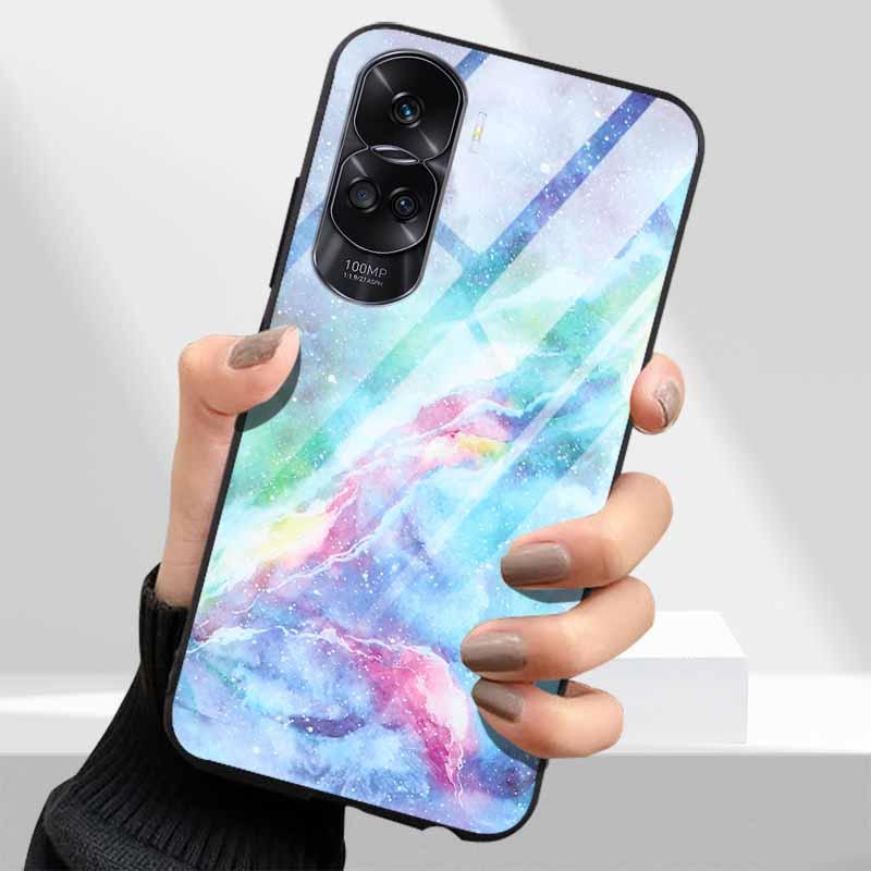 Tempered Glass Hard Cover For Honor 90 Lite 5G Case Lovely Marble Funda Coque For Honor 90 Pro Honor90 90Lite 90Pro Phone Shells