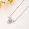 Design Love Bow Necklace Women'S Light Luxury Simple Versatile Zircon Heart Pendant Clavicle Chain