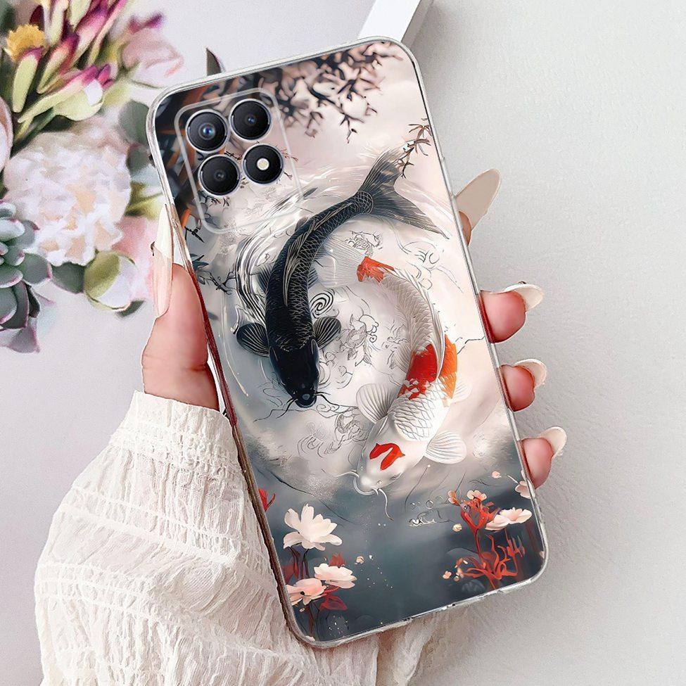 Clear Cover For Realme 8i Case RMX3151 Luxury Butterfly Love Flowers Cool Painted Phone Case For Realme Narzo 50 RMX3286 Cover