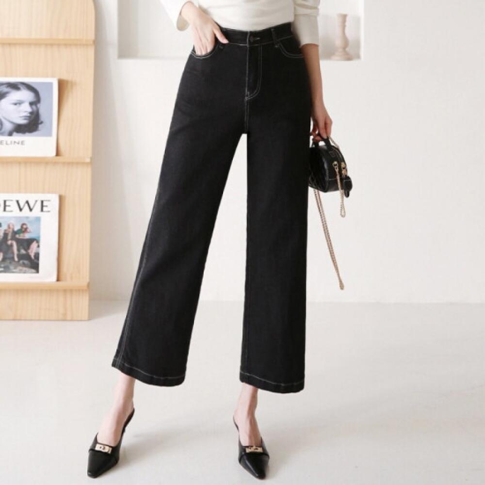 From Heart Women Wide Denim Pants Black