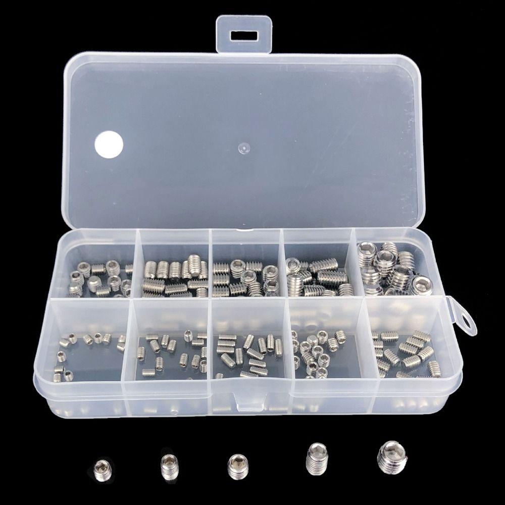 Hex DIN913 304 Stainless Steel Grub Bolt Hexagon Socket Screw Allen Head Assortment Kit