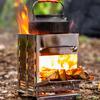 Portable Foldable Wind-proof Wood Burnings Stove Stainless Steel Alcohol Stove