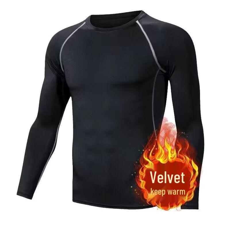 Men s Quick-Dry Fitness Long Sleeve Compression Top Large
