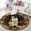 Cat and Vintage Flowers pattern round rug,Carpet Rug for Living Room Bedroom Sofa Playroom Decor,Non-slip Floor Mat,Holiday Gifts and Birthday Gifts.