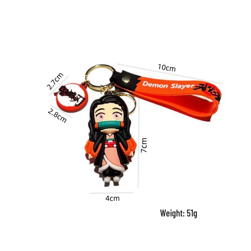 Trendy Demon Slayer Keychains: Cool Nezuko, Kyoujurou, Tanjiro Bag Pendant for Men & Women