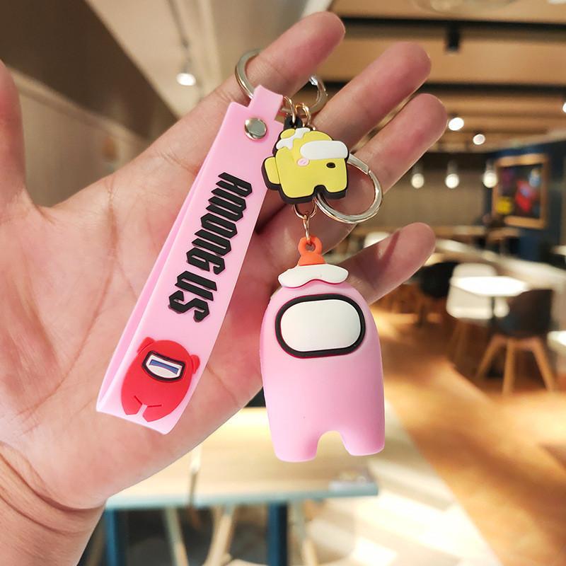 

Keychains Cartoon Style Pvc Space Imposter Key Rings Cute Accessories Gaming рожевий