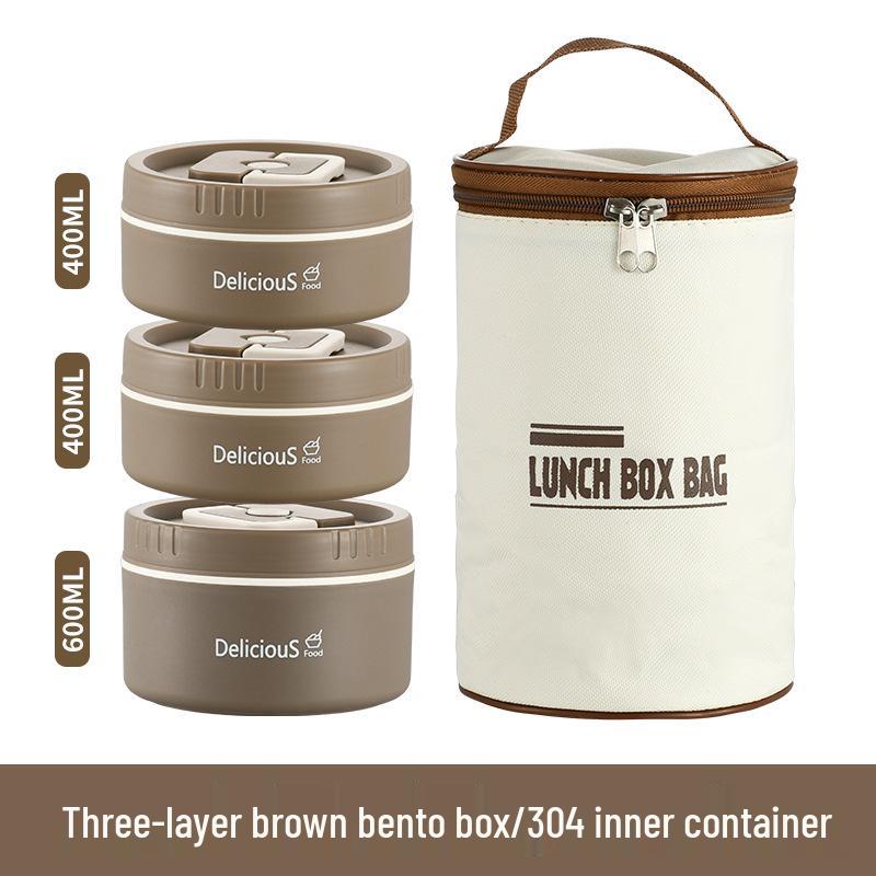 304 Edelstahl Isolierte Runde Bento Box - Tragbare & Abnehmbare Lunchbox