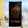 Borussia Dortmund Customize Text Beach Towel High Absorbency & Quick-Dry Ideal for Travel Outdoor Swim Pool Yoga Surf Camping Hiking Gym Gift Holiday