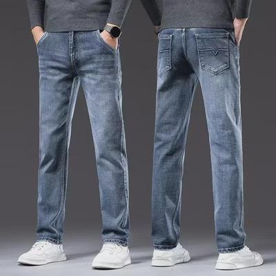Jeans Casual Coupe Slim Couleur Unie pour Homme pour le Printemps et l'Été