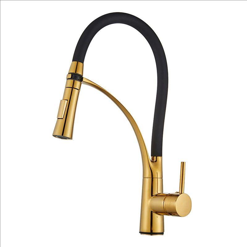Black Sink Faucet Swivel Pull Down Kitchen Faucet Sink Tap Mounted Deck Bathroom Mounted Silicone bending Hot and Cold Mixer
