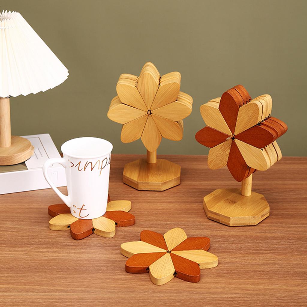 Wooden Countertop Protectors for Hot Pots Dishes Use Heat Resistant Kitchen Trivet with Base Dining Table Accessories