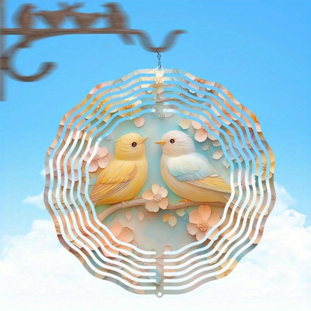 Vibrant Hummingbird Metal Wind Chime 10 Inch Outdoor Garden Decor with Spinner Design for Patio Yard Festival