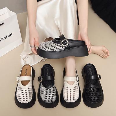 Ciabatte da donna, scarpe da passeggio, con plateau, comode, con tacco spesso, pantofole, mocassini penny senza schienale, scarpe eleganti per donna