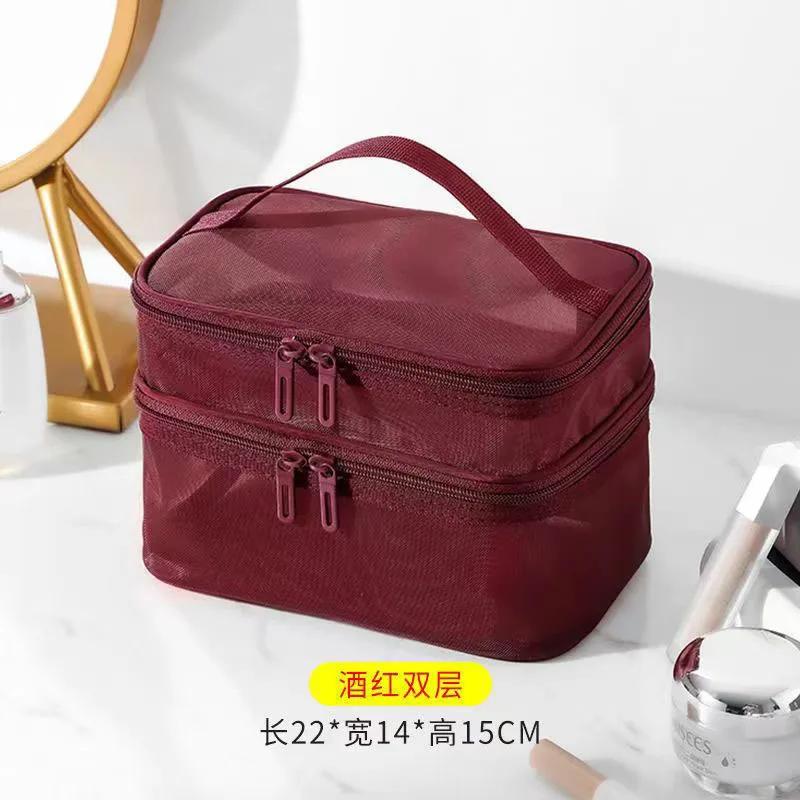 Dames Transparante Mesh Reizen Cosmetische Tas Make-up en Toiletartikelen Kit Opbergtas Make-up Organizer Tas