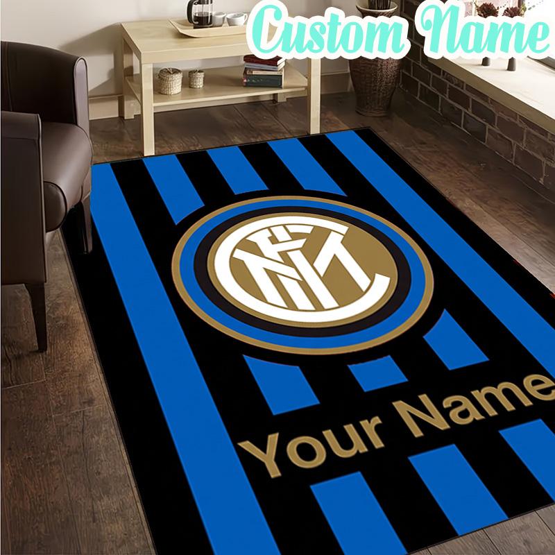 Custom Name Inter Milan Crest Rug, Office Rug, Chair Rug, Carpet for Living Rooms, Doormat Game Rug Home Decor Christmas Gifts