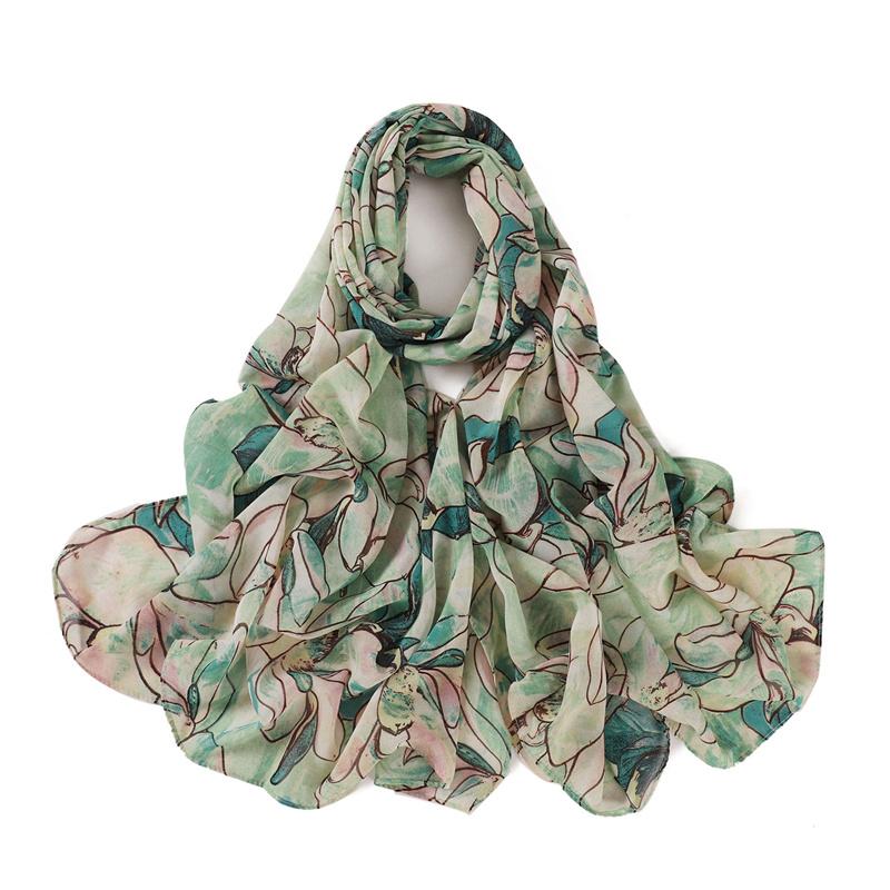175*70cm Chiffon Hijab New Floral Butterfly Print Long Scarf Wrapped Scarf Muslim Women's Hijabs Shawl