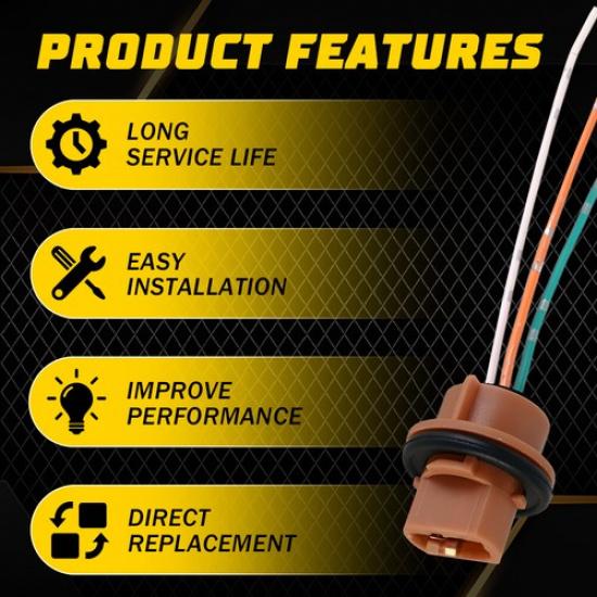 Pigtail Wire 1156 Female Socket 7443 Two Harness Front Turn Signal Plug AUXITO