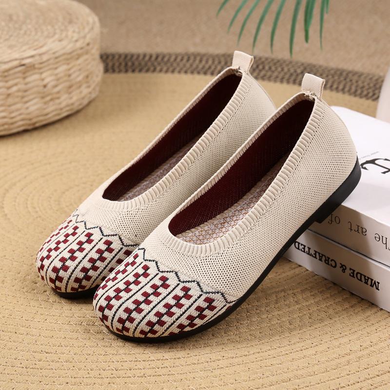 Лоферы для женщин удобные нарядные повседневные рабочие туфли на плоской подошве легкие дышащие без застежек для ходьбы вязаные балетки женская обувь для вождения в офисе 36 1549₽