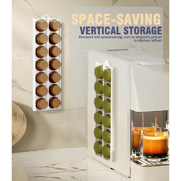 Coffee Pods Holder Compatible for 24 Nespresso Vertuo Pods, Adjustable Capsule Organizer for 37-58mm/1.46-2.28inch K-Cups Pods, Ideal Space Saving