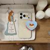 Kawaii Pudding Cartoon Yellow Polka Dot Magnetic Phone Case With Heart Pop Socket For iPhone 15 16 17 Pro Max INS Cute Shockproo