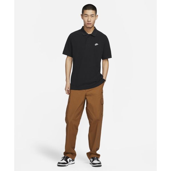 Nike Vereinslogo Bestickt Lässiges Strick Kurzarm Polo Herren Tops Schwarz FN3895-010