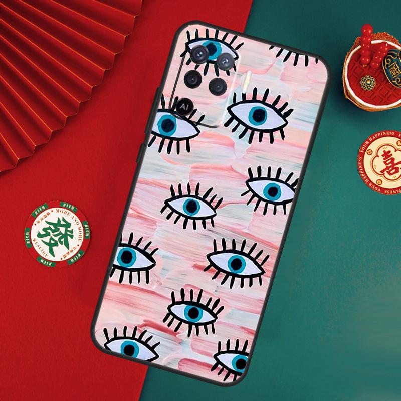 Lucky Eye Blue Evil Eye Print Case For Oppo A6 A5 Pro A15 A18 A38 A58 A78 A98 A54 A74 A94 A17 A57 A80 A60 A40 A16 A76 A96