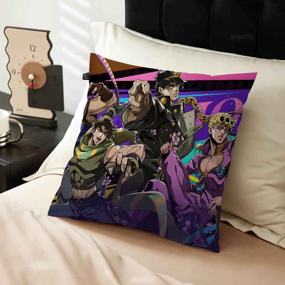 Anime J-Jojos B-Bizarre A-Adventure Cushion Cover Car Throw Pillow Case For Sofa Car Christmas Gift 40X40Cm 45X45Cm