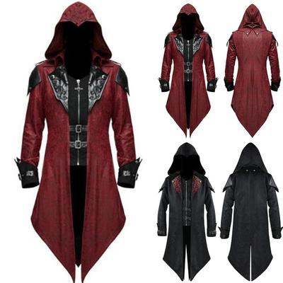 European and American Fashion New Gothic Style Medieval Vintage Costume Renaissance Retro Costume Men Hooded Jacket Coat Halloween Cosplay
